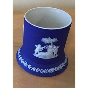 Wedgwood Antique Small Dark Blue Jasperware Toothpick Match Holder 2.5”
